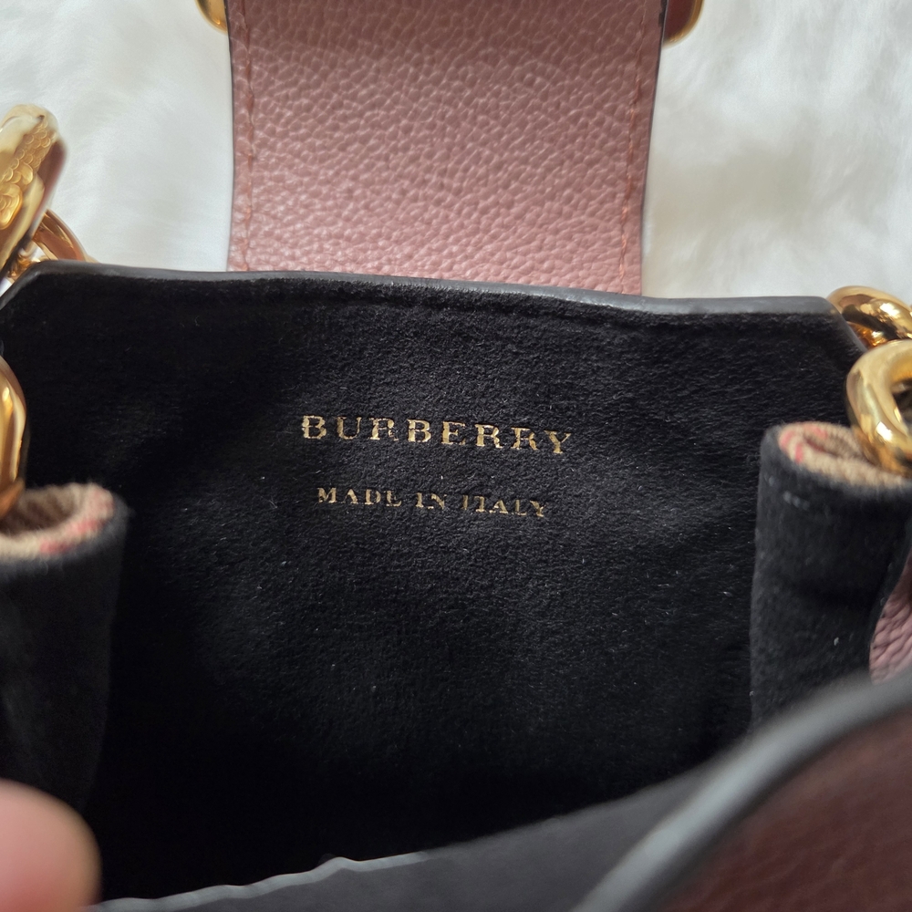 Burberry  Mini Bucket Tote Pink and Tan Bag with Gold Accents - Picture 8 of 16
